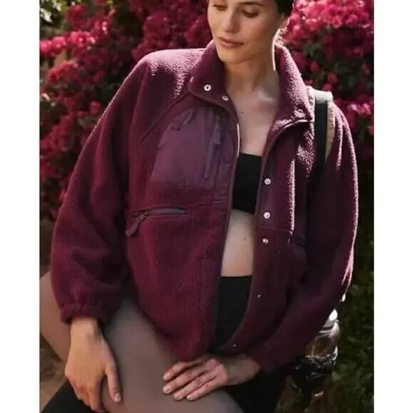 NWT$178 FP Movement X Hatch Hit The Slope Fleece Maternity Jacket Dark Red LARGE - Picture 1 of 9